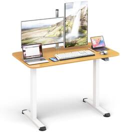 Pefilos - Electric Standing Desk Adjustable Stand up Computer Desk Anti-collision-Natural, Office Desk, Desks, Working, Writing - Brown