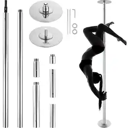 VEVOR - Professional Dancing Pole, Spinning Static Dancing Pole Kit,Portable Removable Pole,45mm Heavy-Duty Stainless Steel Pole - Silver