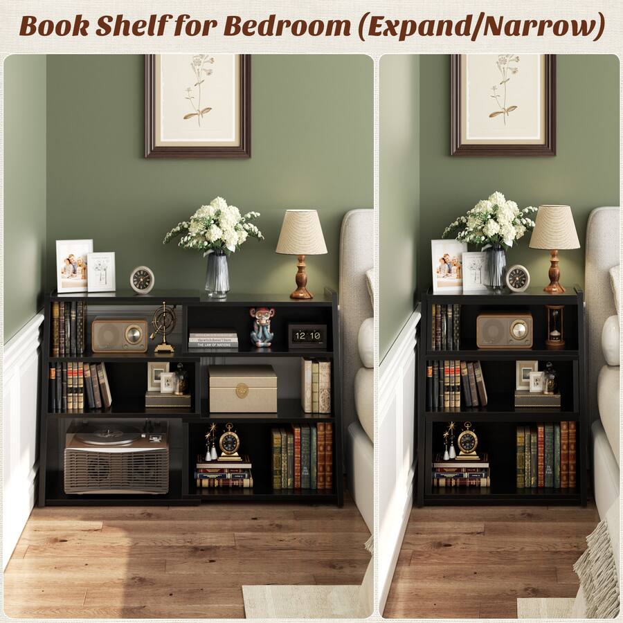 Aheaplus 4 Tier Small Extendable Ladder Bookshelf, Corner Bookshelf for ...