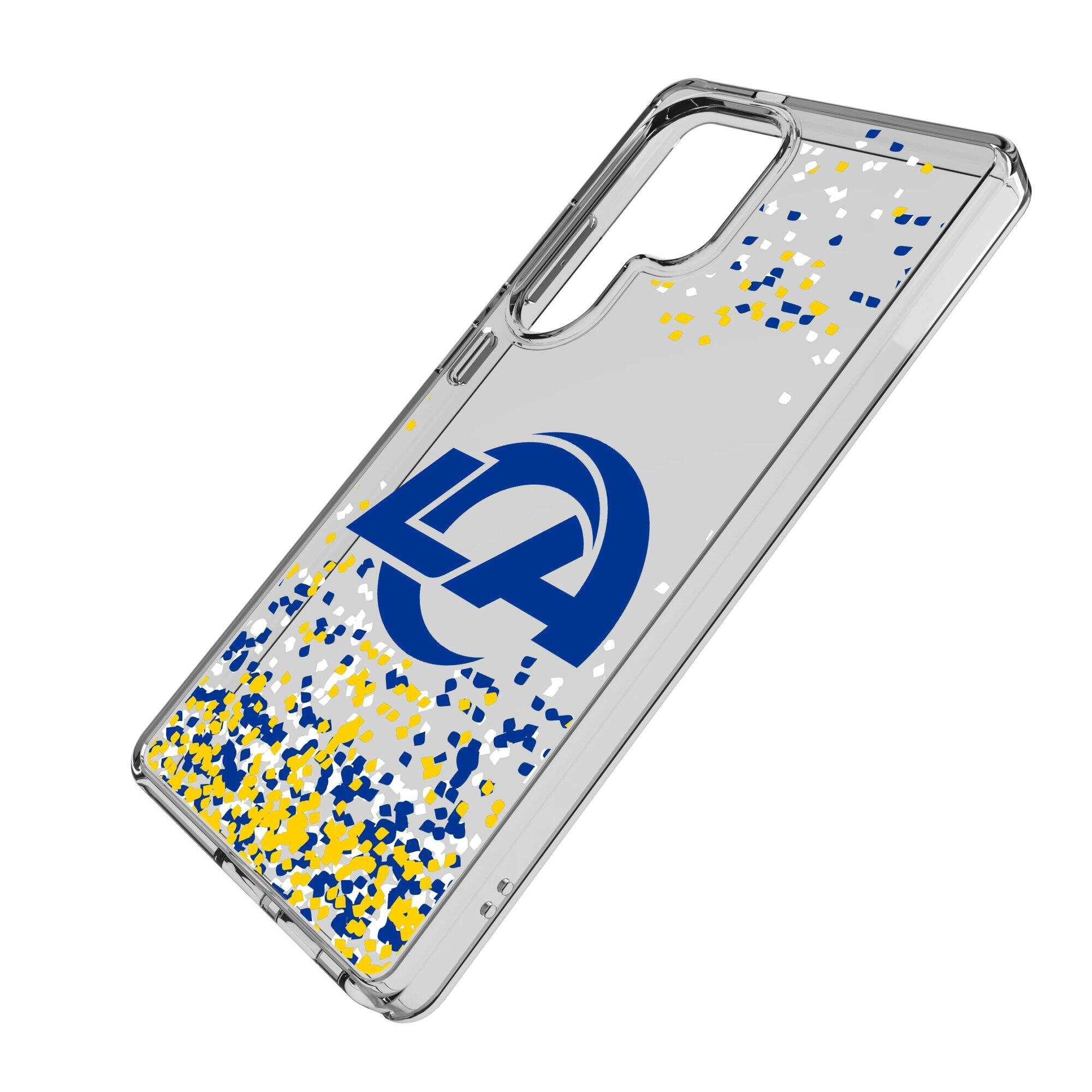 Alt View 1. Keyscaper - Los Angeles Rams Galaxy Clear Case with Confetti Design - S22 - Multicolor.