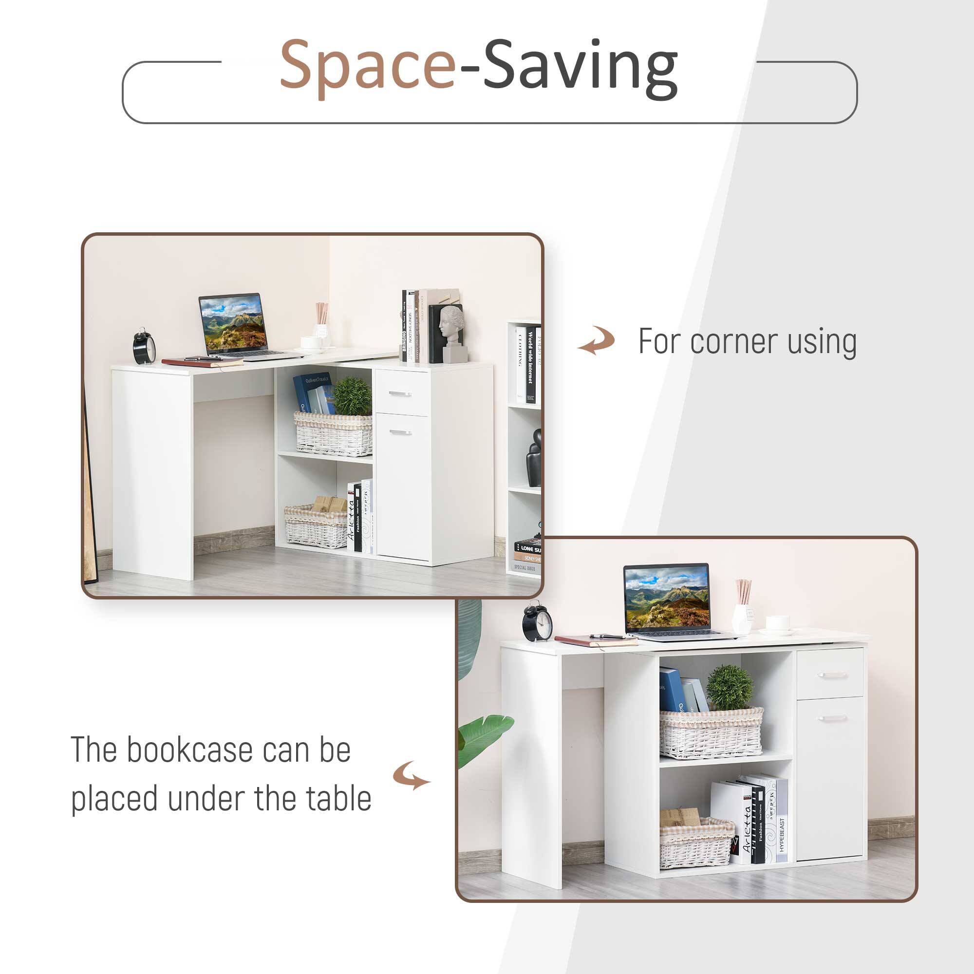 Space-Saving - For corner using - The bookcase can be placed under the table
