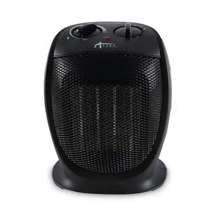 Front. Alera - Alera Ceramic Heater, 1,500 W, 7.12 x 5.87 x 8.75, Black.