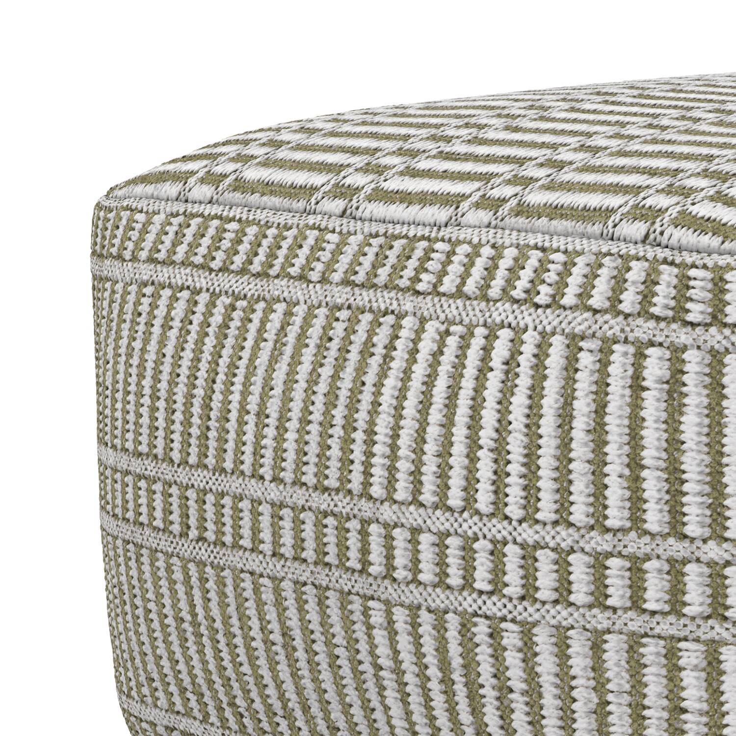 Alt View 2. Simpli Home - Safford 20 inch Wide Boho Outdoor/Indoor Square Pouf in Natural/Travertine/White Recycled Polyester, Assembled - Natural/Travertine/White.