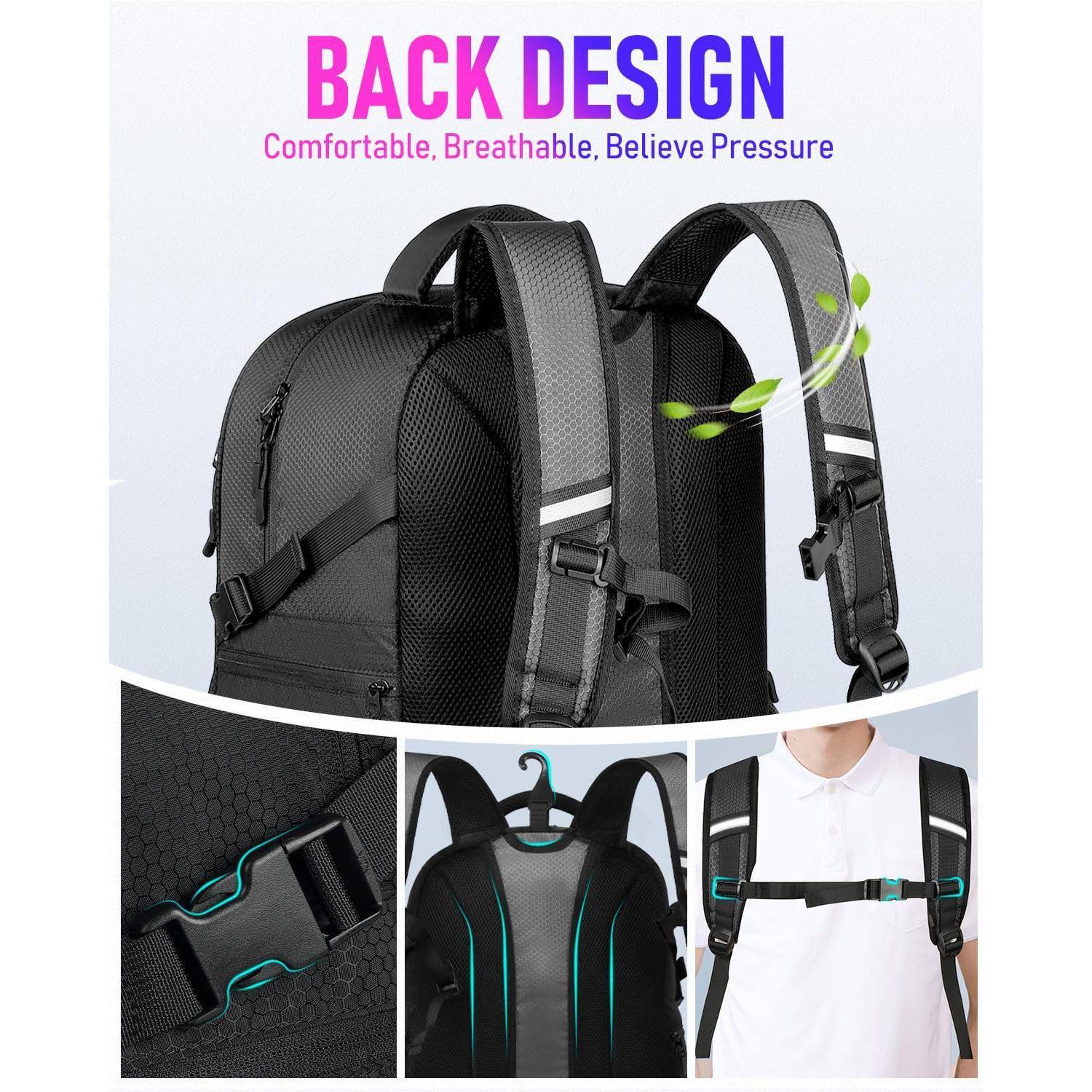 Alt View 2. Cozy Serene - Basketball Bag Backpack With Ball Holder Shoes Compartment  Large Accessories Sports - White.