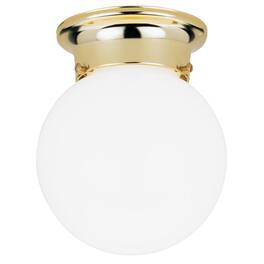 Westinghouse - 7-1/4 in. H X 6 in. W X 6 in. L Polished Brass White Ceiling Light