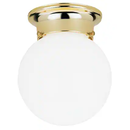 Front. Westinghouse - Westinghouse 7-1/4 in. H X 6 in. W X 6 in. L Polished Brass White Ceiling Light.