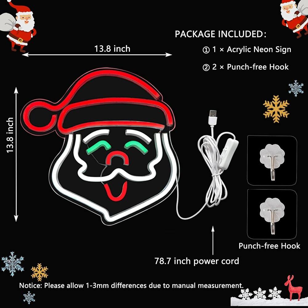 13.8 inch

PACKAGE INCLUDED:
1 x Acrylic Neon Sign
2 x Punch-free Hook

78.7 inch power cord

Notice: Please allow 1-3mm differences due to manual measurement.