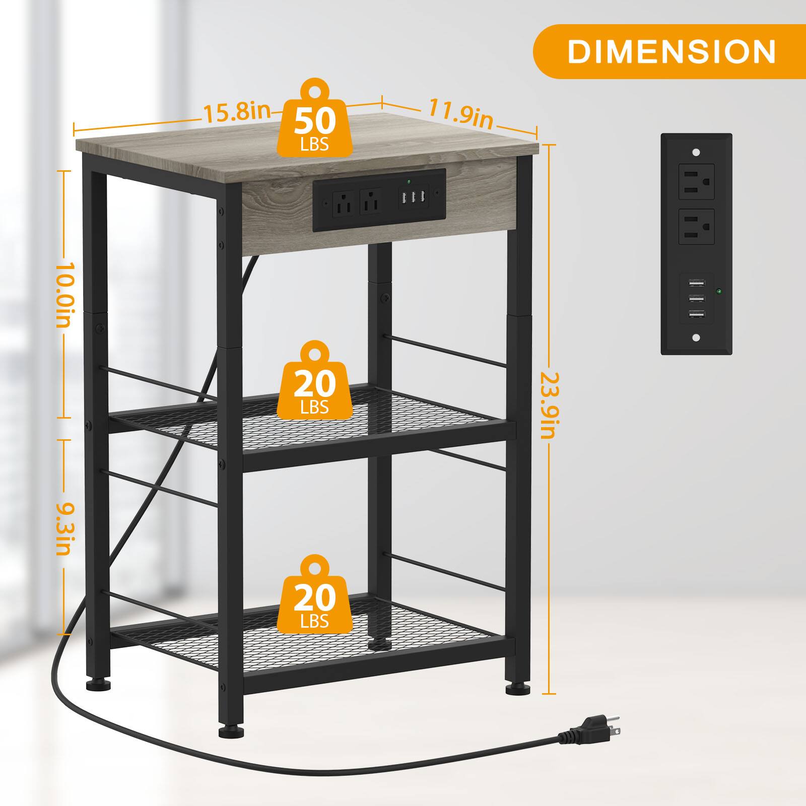 DIMENSION  
10.0in x 10.0in  
9.3in x 15.8in  
50 LBS  
20 LBS  
20 LBS  
11.9in x 23.9in