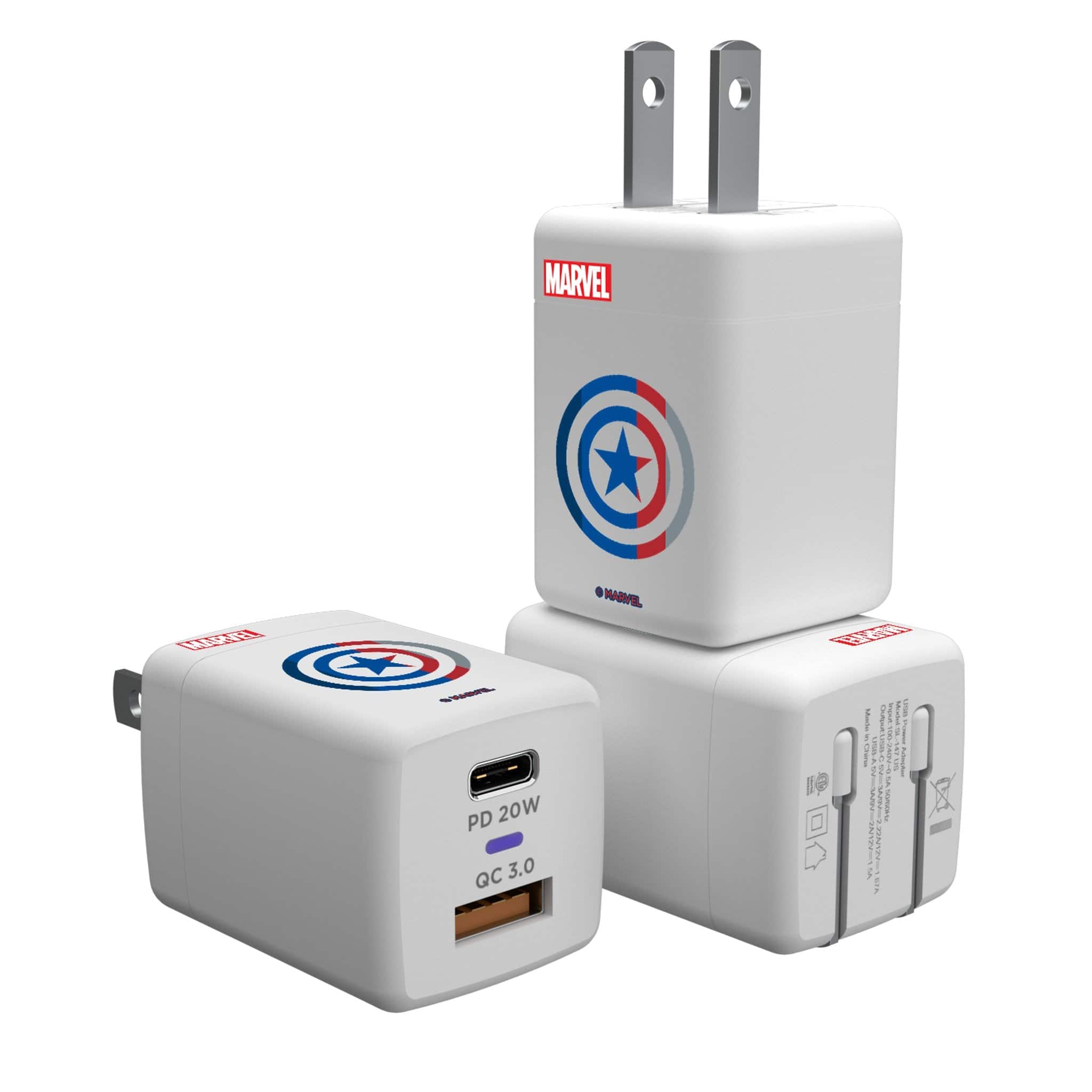 Keyscaper - Marvel Sigil USB A/C Charger - Captain America