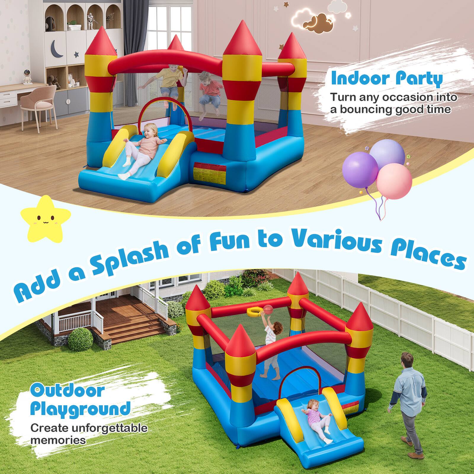 Indoor Party  
Turn any occasion into a bouncing good time  

Add a Splash of Fun to Various Places  

Outdoor Playground  
Create unforgettable memories