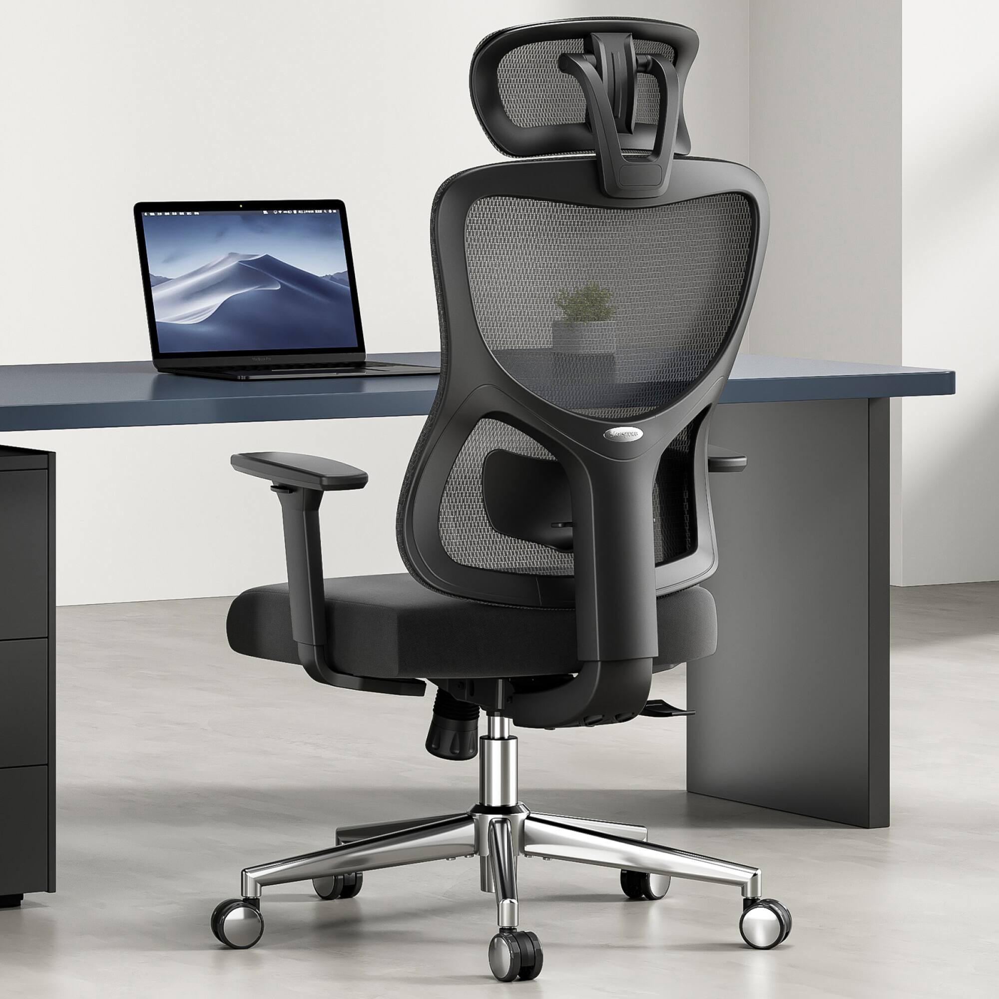 Alt View 2. GOODSILO - Ergonomic Mesh Office Chair with Adjustable Lumbar Support and Headrest - High Back Computer Desk Chair - Black.
