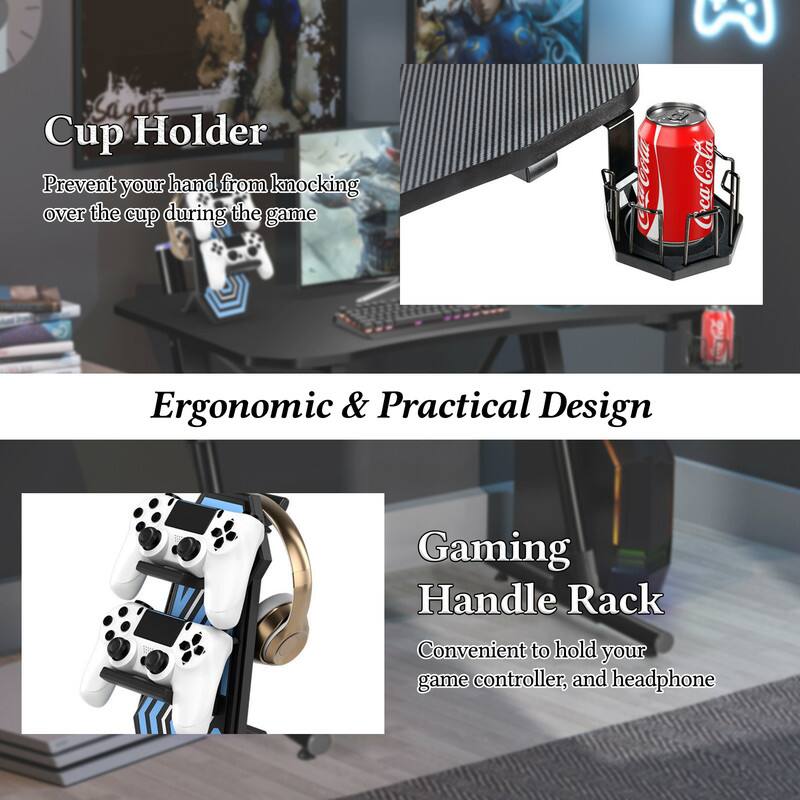 Sagat Cup Holder  
Prevent your hand from knocking over the cup during the game  

Ergonomic & Practical Design  

Gaming Handle Rack  
Convenient to hold your game controller, and headphone