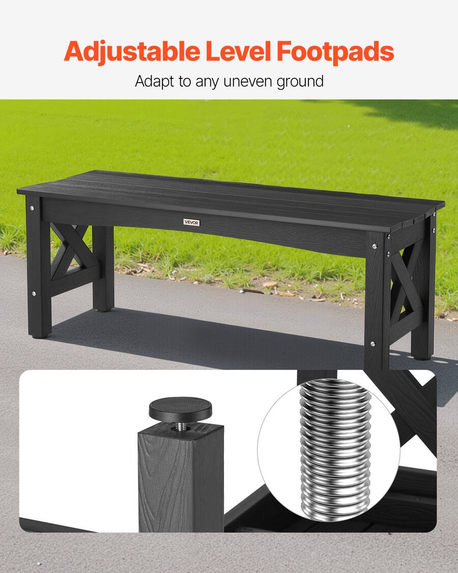 Bench For Leveling VEVOR Outdoor Bench, 44.5 inch, 600 lbs Weight Capacity, Weatherproof ...