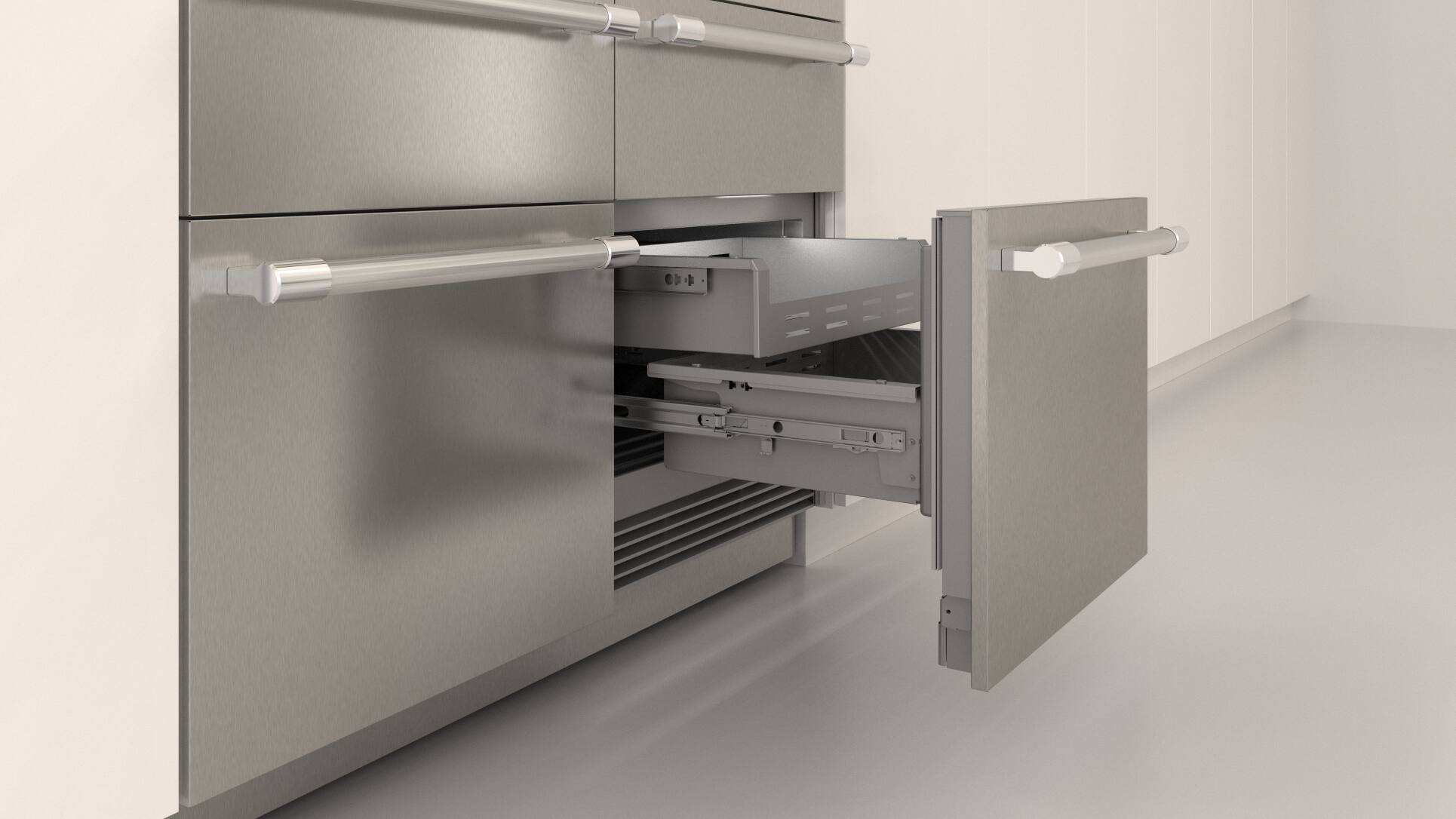 Alt View 5. Thermador - Freedom Collection 48 in Wide 26.8 Cu. Ft. Smart Built-in French Door Bottom Freezer Refrigerator, Professional Handles - Stainless Steel.
