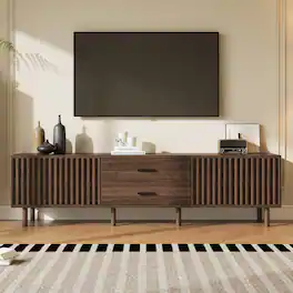 MERAVOM - Modern TV Stand for TVs up to 80", Entertainment Center with Storage Cabinets, 2 Drawers, Media Console for Living Room - Walnut