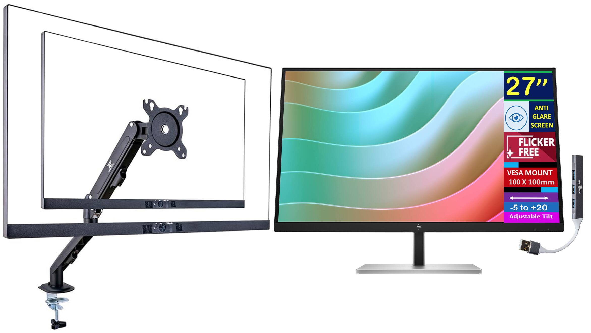 27" ANTI GLARE SCREEN FLICKER FREE VESA MOUNT 100 X 100mm -5 to +20 Adjustable Tilt