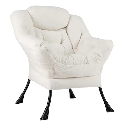Front. Costway - Stylish Large Lazy Chair with Cozy Head Pillow and Seat Armrests - Beige.
