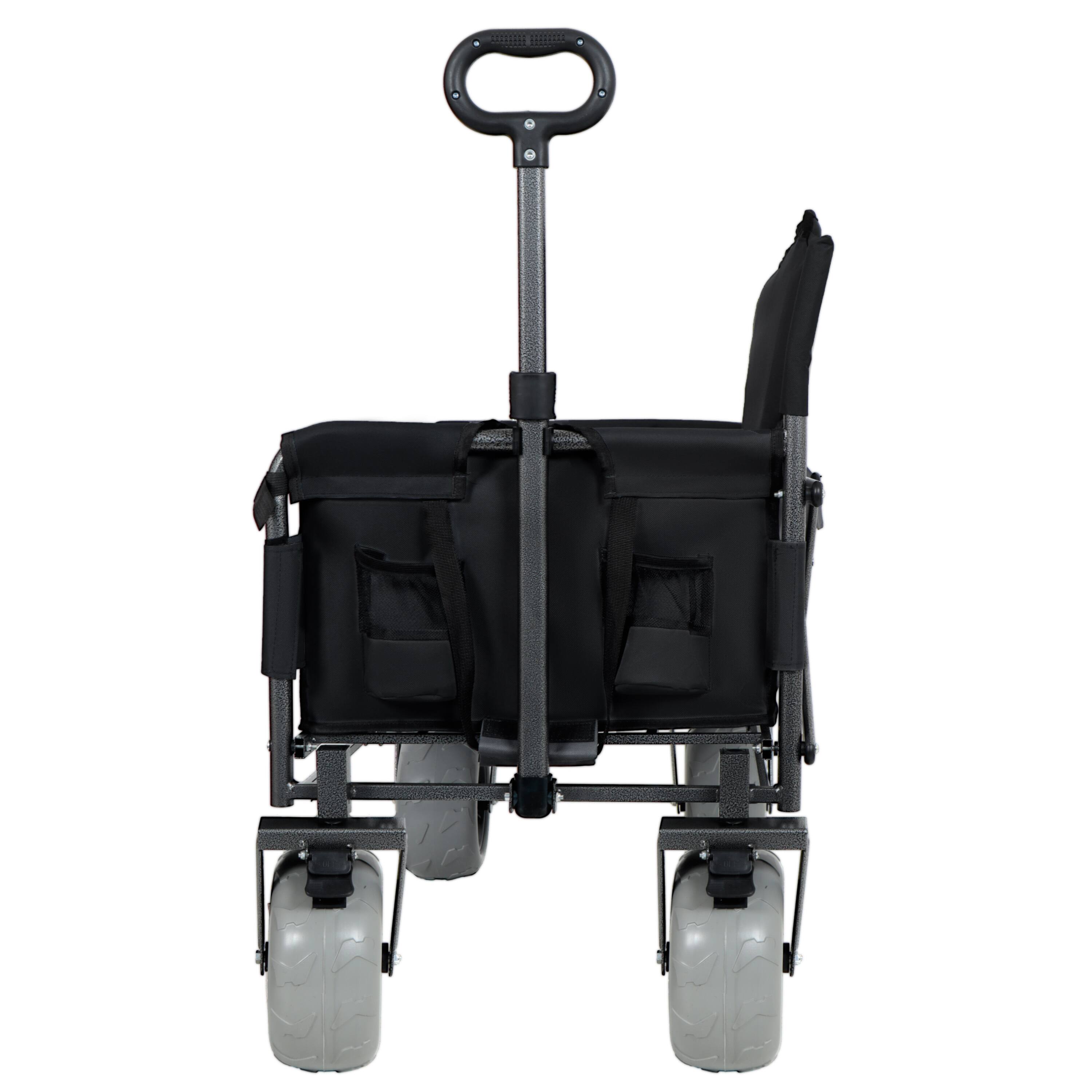 Back. Mondawe - 3-in-1 500lbs Convertible Folding Wagon Utility Carts - Bench Seat w/ 180L Capacity, All-Terrain Wheels - Black.