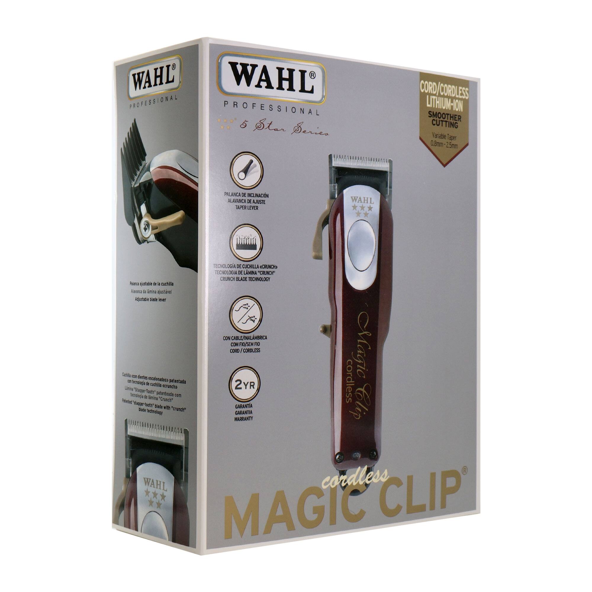WAHL PROFESSIONAL  
6 Star Serieo  
CORD/CORDLESS LITHIUM-ION SMOOTHER CUTTING  
Variable Taper 0.8mm - 2.5mm  
PILAR DE DECORACIÓN ALUMINIO DE AJUSTE  
TECNLOGIA DE CUCHILLA "CRUNCH"  
CRUNCH BLADE TECHNOLOGY  
CON CABLE/NALAMBRICA  
2 YR GARANTIA  
MAGIC CLIP  
cordless CLIP