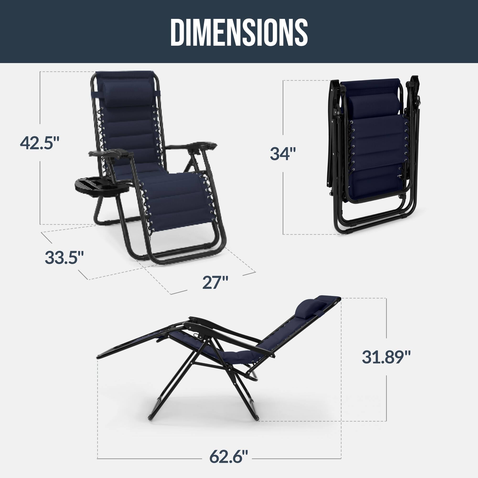 DIMENSIONS

42.5" 34" 33.5" 27" 31.89" 62.6"