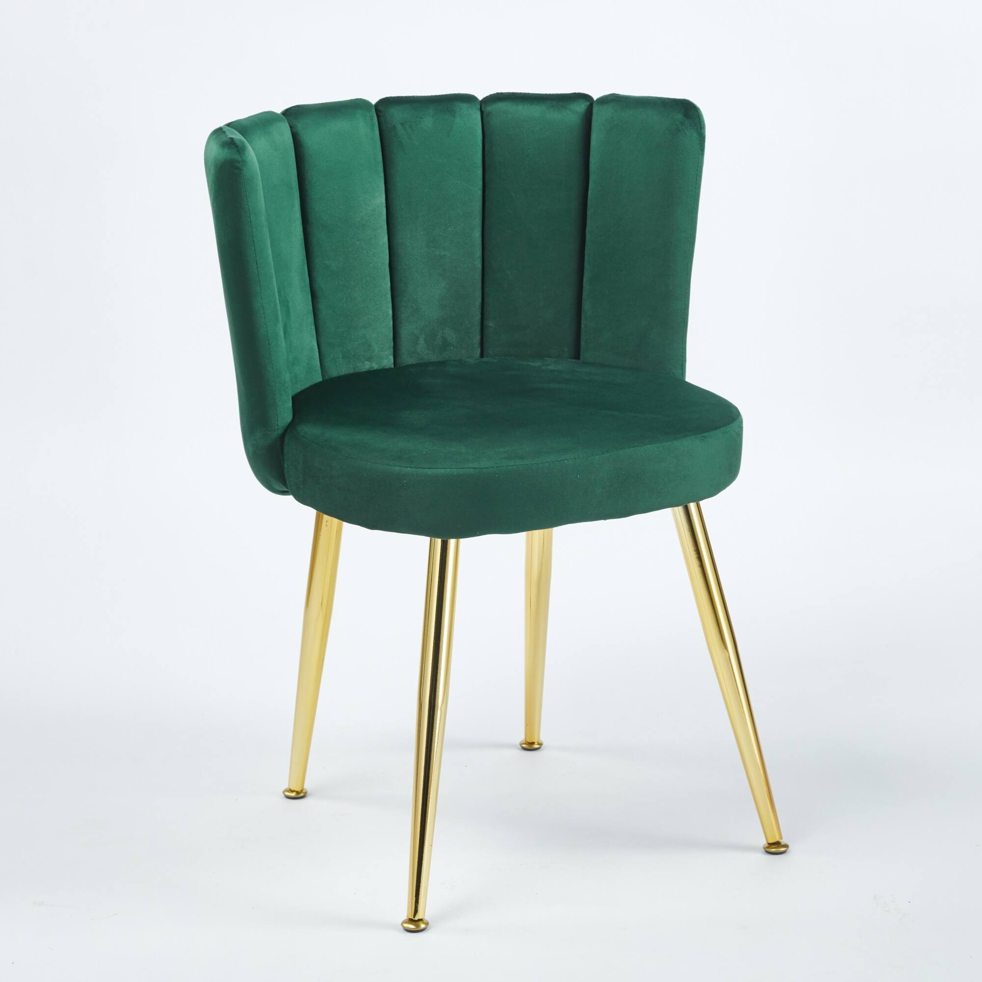 Angle. GOODSILO - Elegant Velvet Dining Chairs Set of 2 with Golden Iron Legs for Modern Living Spaces - Green.
