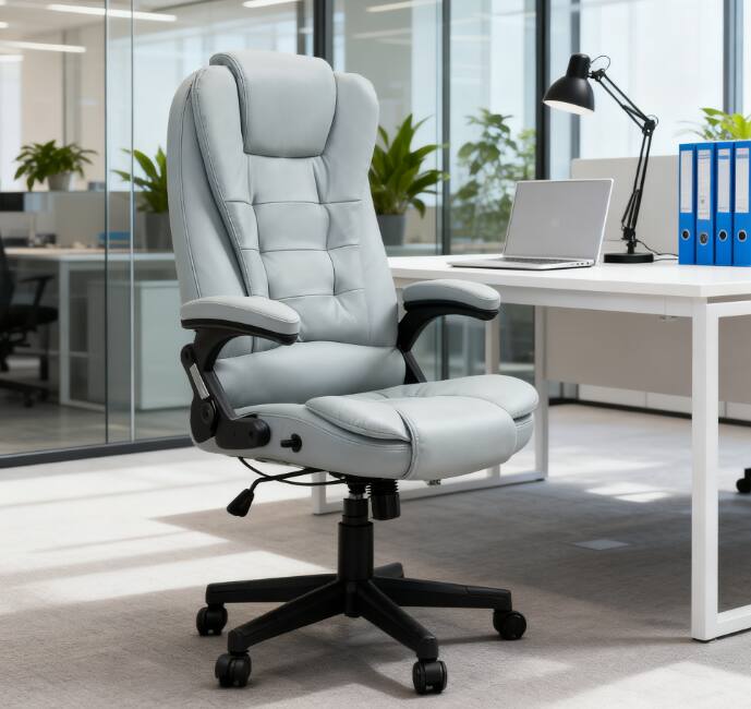 Alt View 8. Forest'nSky - Light Gray  Massage Desk Chair,Vibrating Massage Office Chair with Heat with Reclining Backrest - Light Gray.