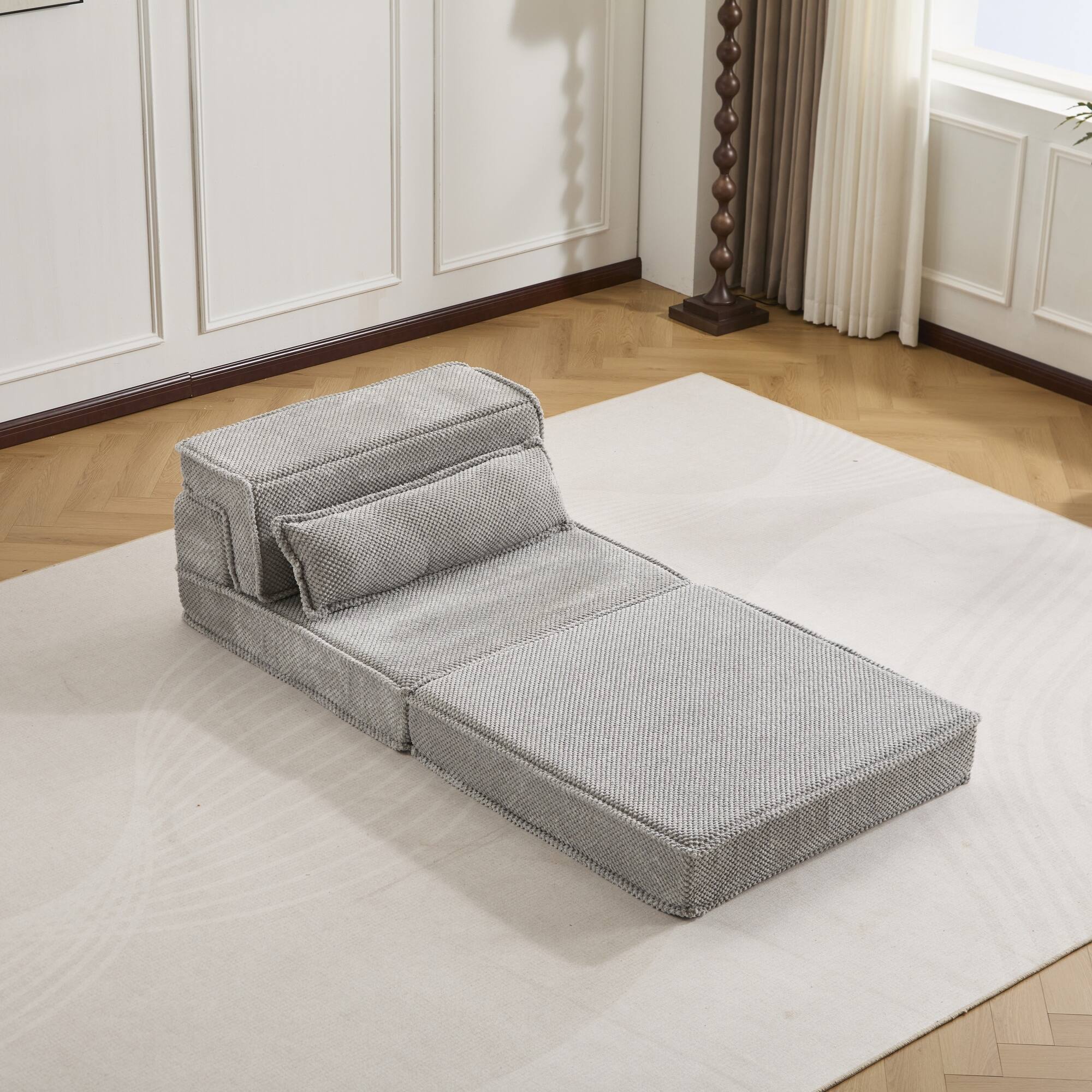 Alt View 6. Boyel Living - Convertible Foam Floor Lounge Chair with Pillow - Light Grey.