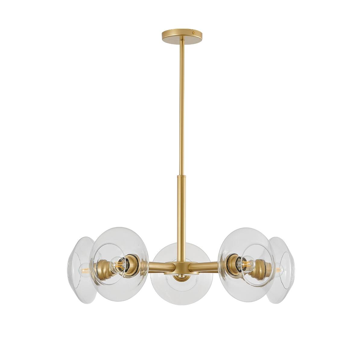 Alt View 7. Loheer - Loheer Gold Five Light Sputnik Chandelier with Clear Glass Shades, Modern Dining Room Ceiling Fixture.