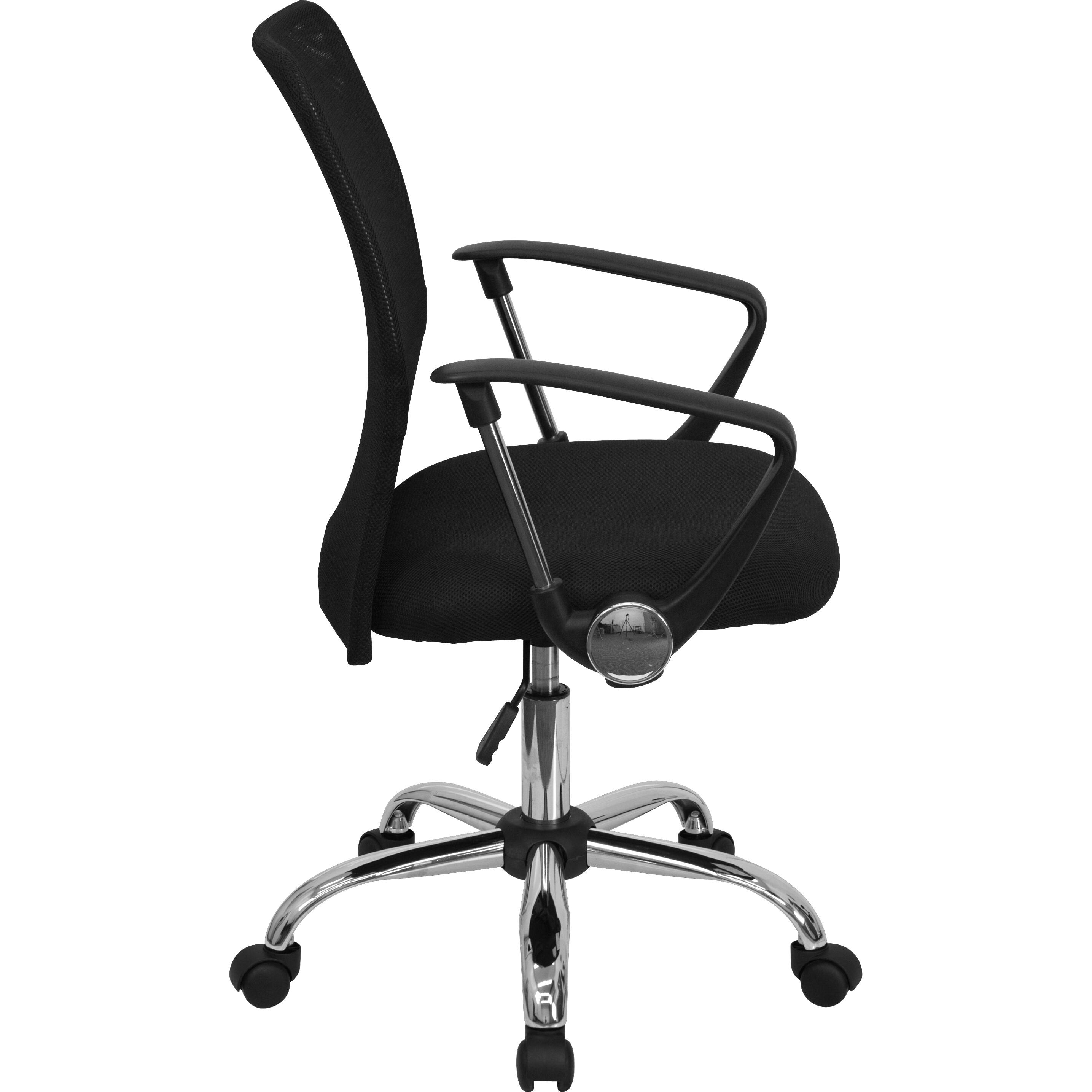 Alt View 6. Emma + Oliver - Mid-Back Mesh Swivel Task Office Chair with Lumbar Support Band and Arms - Black.