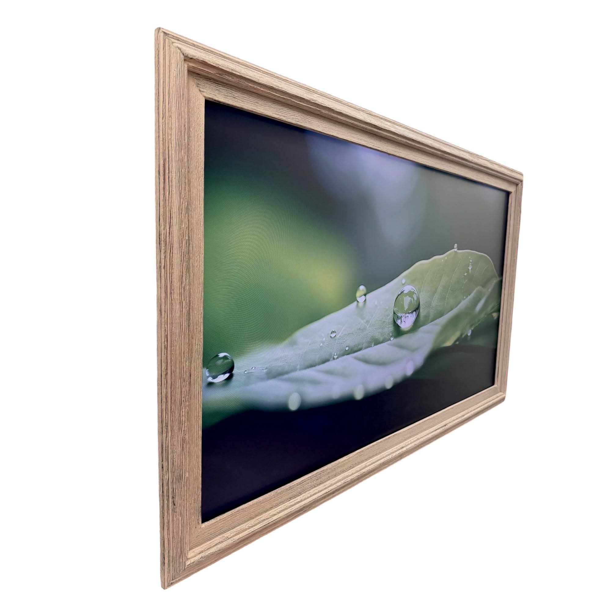 Angle. LAREDO FRAME FACTORY - 65 inch Handmade Tv frame for Samsung The Frame tv and Frame Pro Model - RUSTIC DRIFT WOOD.