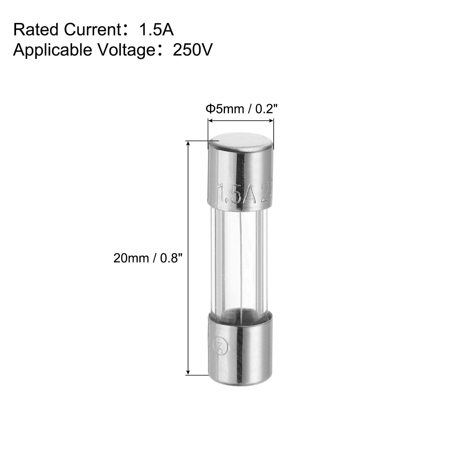 Rated Current: 1.5A  
Applicable Voltage: 250V  

Φ5mm / 0.2"  
20mm / 0.8"