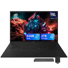 LG - gram 17" 2.5K Touch Laptop,Intel Core Ultra 9288V,32GB RAM,1TB SSD+1TB Dock Set,Backlit KB,Copilot+ PC,Win 11 - Black