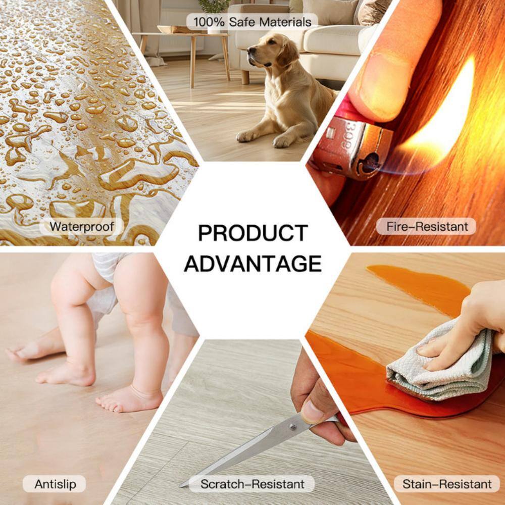 100% Safe Materials  
300 Waterproof  
Fire-Resistant  

PRODUCT ADVANTAGE  
Antislip  
Scratch-Resistant  
Stain-Resistant
