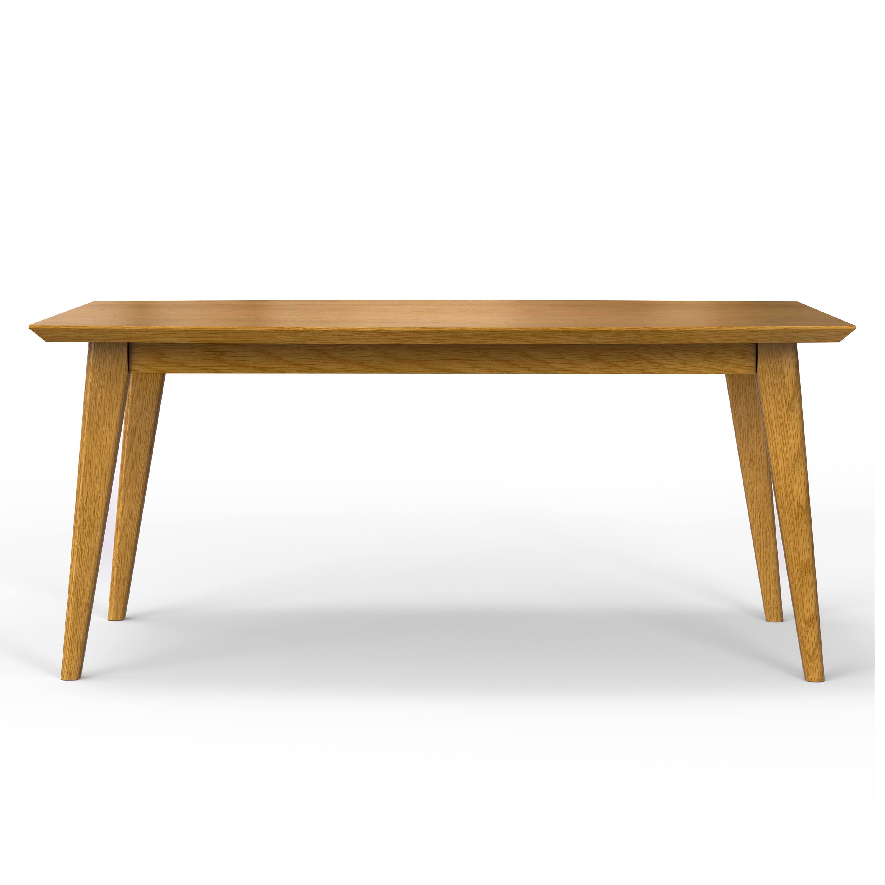 Left. Simpli Home - Draper SOLID WOOD and Rubberwood 66 inch x 40 inch Rectangle Mid Century Modern Dining Table in OAK WOOD - Oak Veneer.