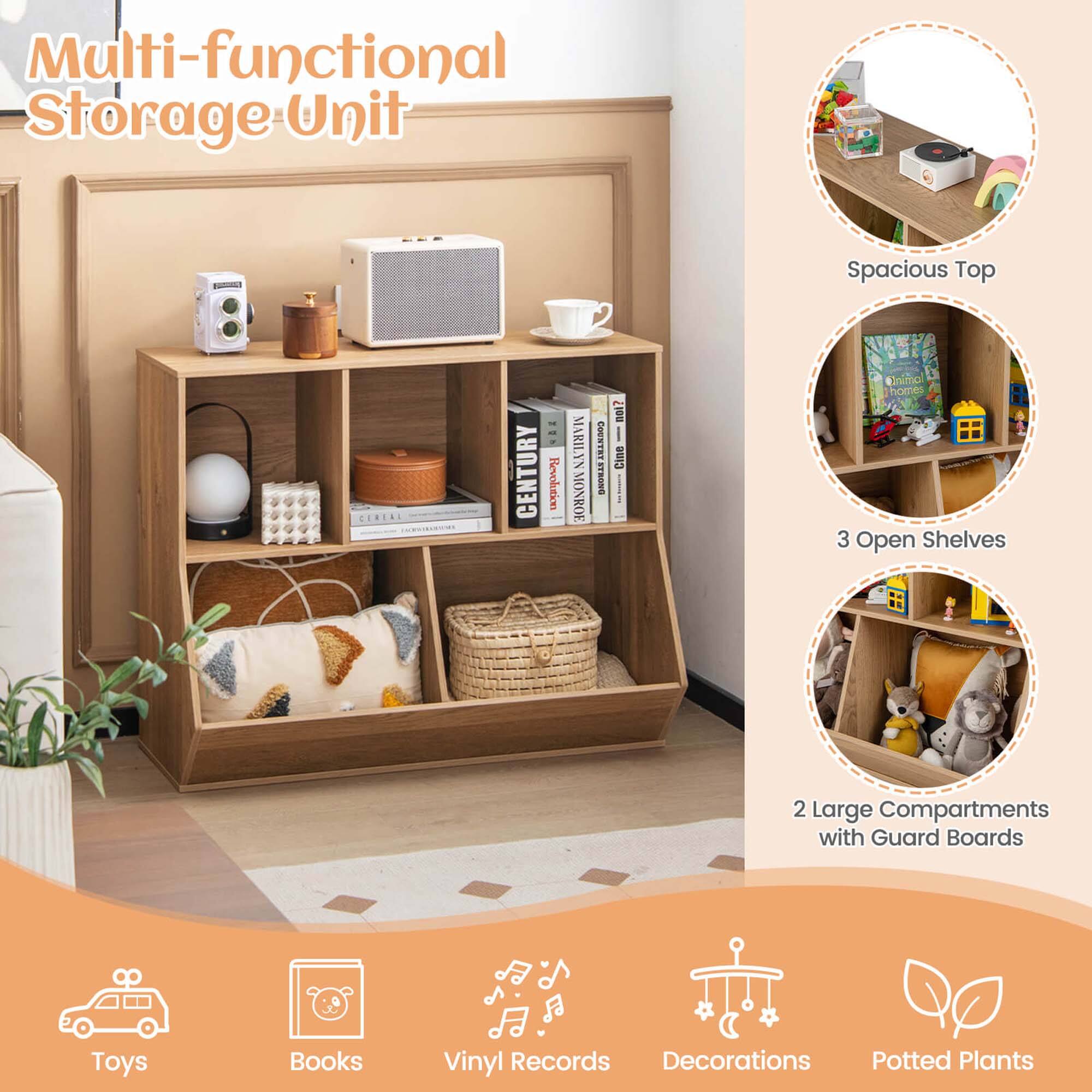 Multi-functional Storage Unit

- Spacious Top
- 3 Open Shelves
- 2 Large Compartments with Guard Boards

Toys
Books
Vinyl Records
Decorations
Potted Plants