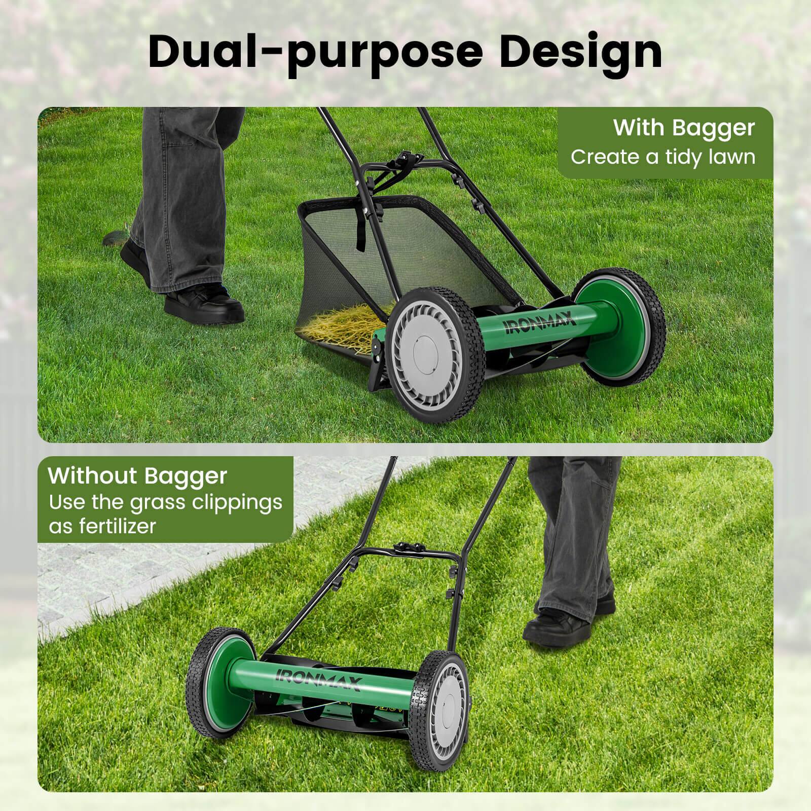 Dual-purpose Design

With Bagger
Create a tidy lawn

Without Bagger
Use the grass clippings as fertilizer