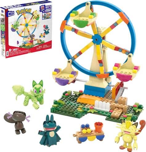 MEGA - Pokémon Ferris Wheel Fun Building Toy Kit, with 4 Action Figures (393 Pieces) for Kids