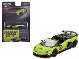 Lamborghini Aventador SVJ 63 Roadster Verde Shock Limited Edition 1/64 Diecast Model Car by Mini GT - Green