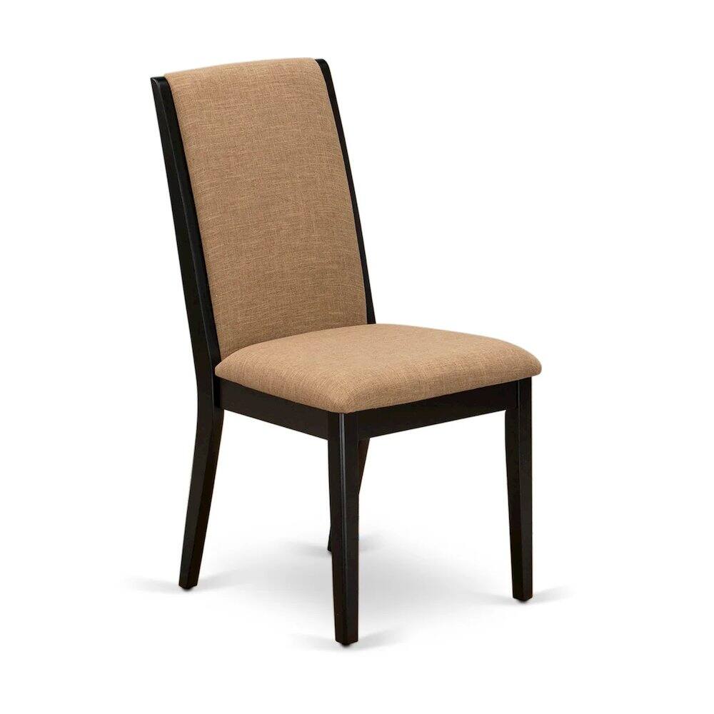 Left. East West Furniture - East West Furniture 3-Piece Dinner Table Set Include a Wood Table and 2 Light Sable Linen Fabric Padded Chairs with - Multi-Color.
