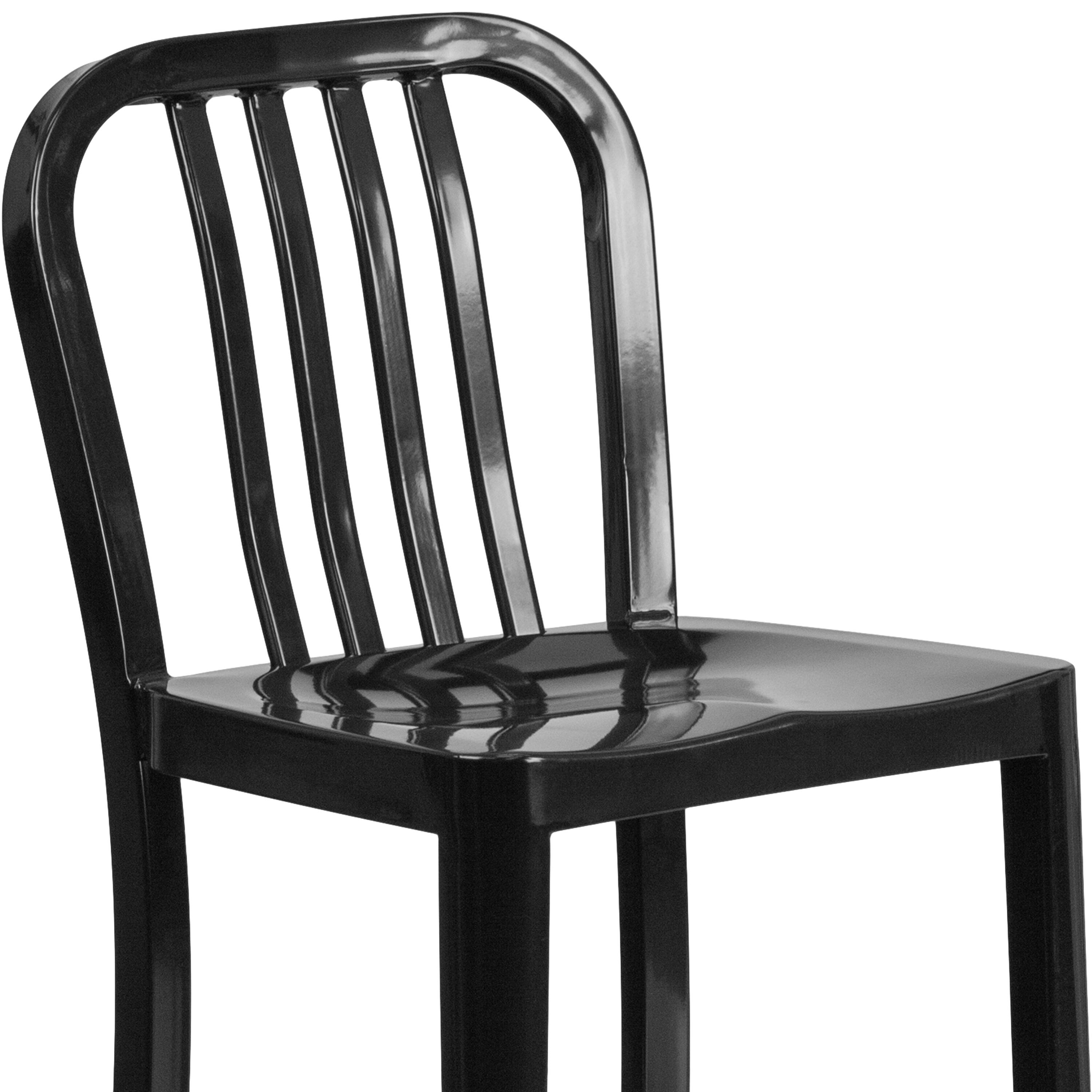 Alt View 9. Emma + Oliver - Commercial Grade 24"H Colorful Metal Indoor-Outdoor Vertical Slat Counter Stool - Black.