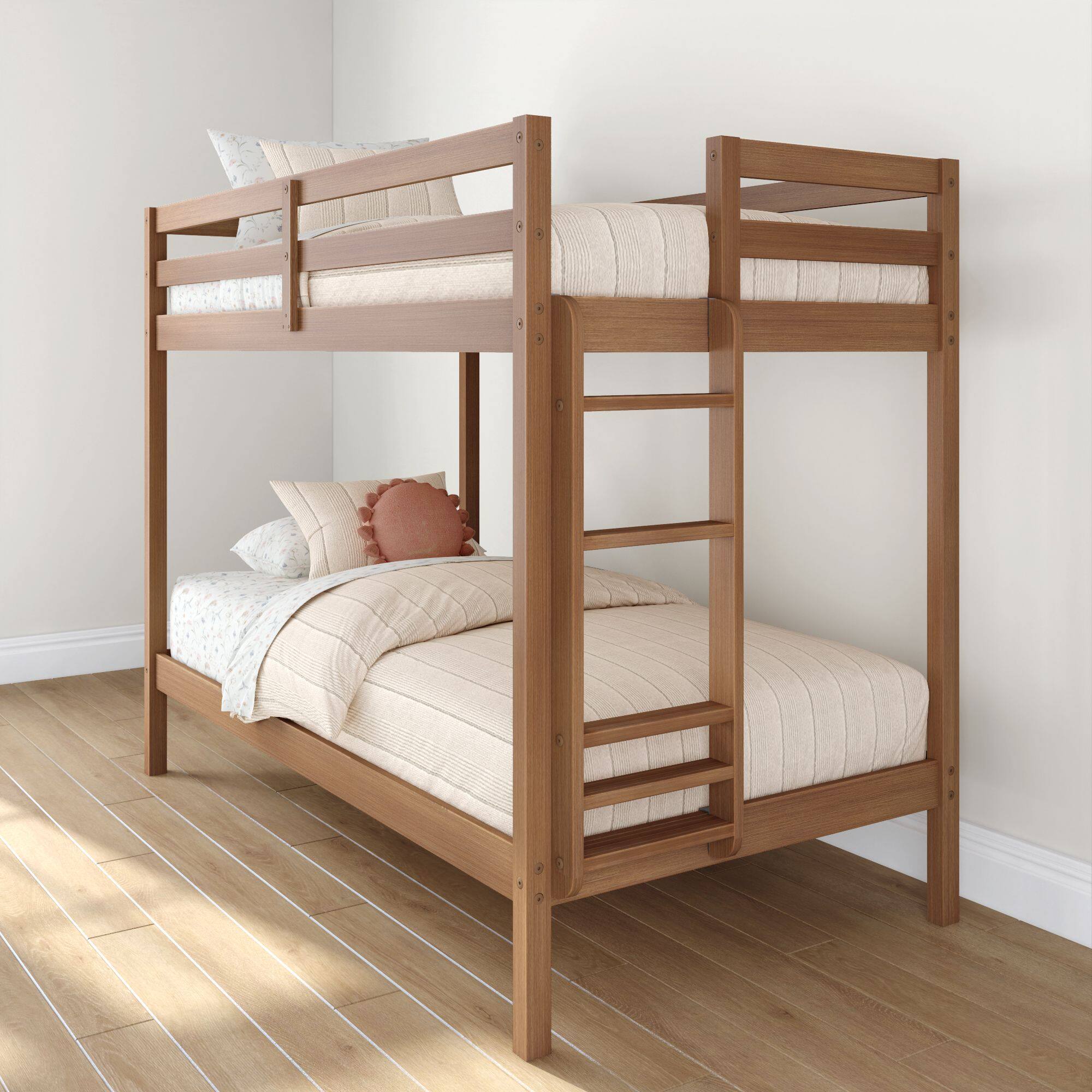 Front. Grain & Grove - Bear Plywood Twin/Twin Bunk, Embossed Pecan - Pecan.