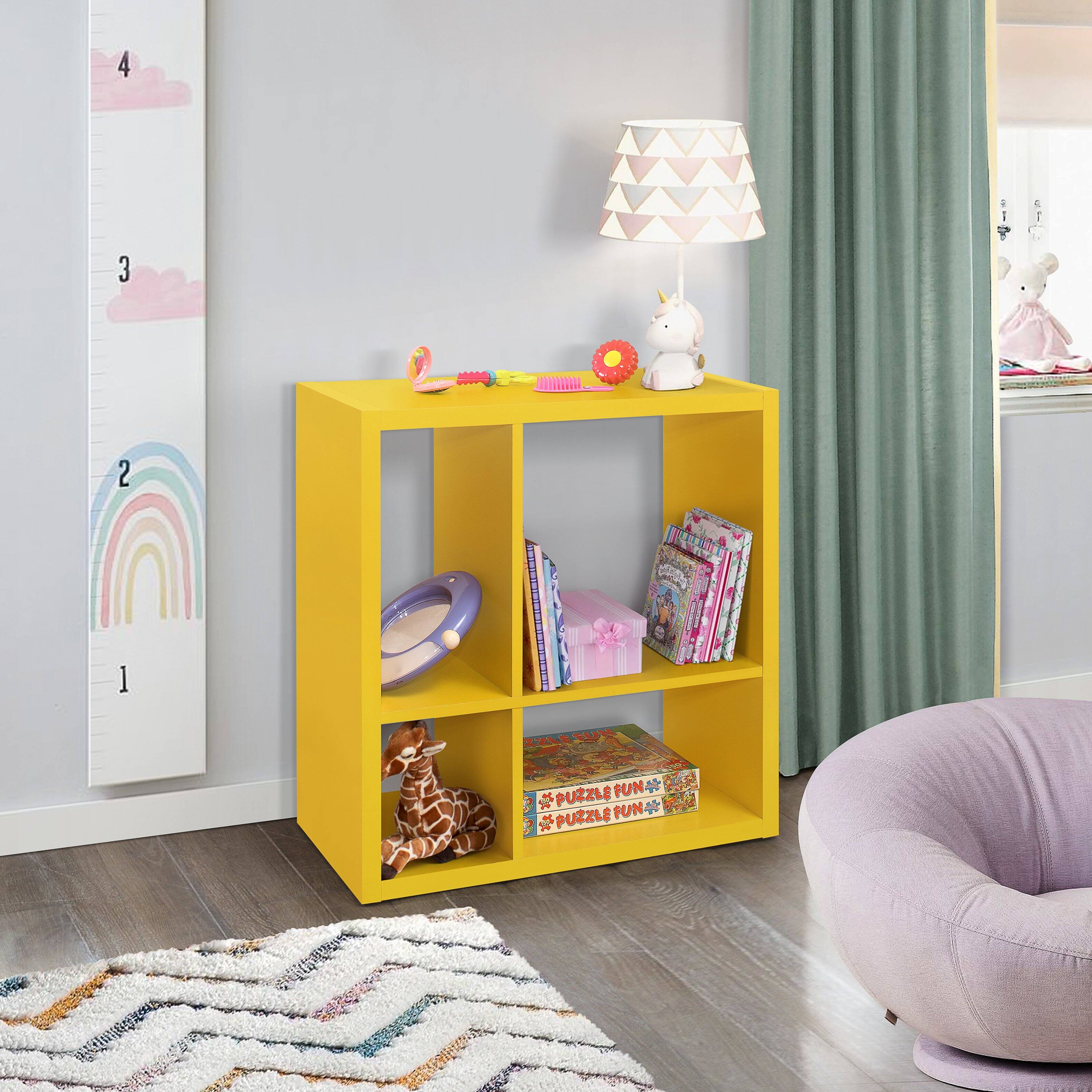 Kings Brand Furniture - Katelyn 4-Cube Bookcase/Organizer - Yellow