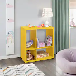 Kings Brand Furniture - Katelyn 4-Cube Bookcase/Organizer - Yellow