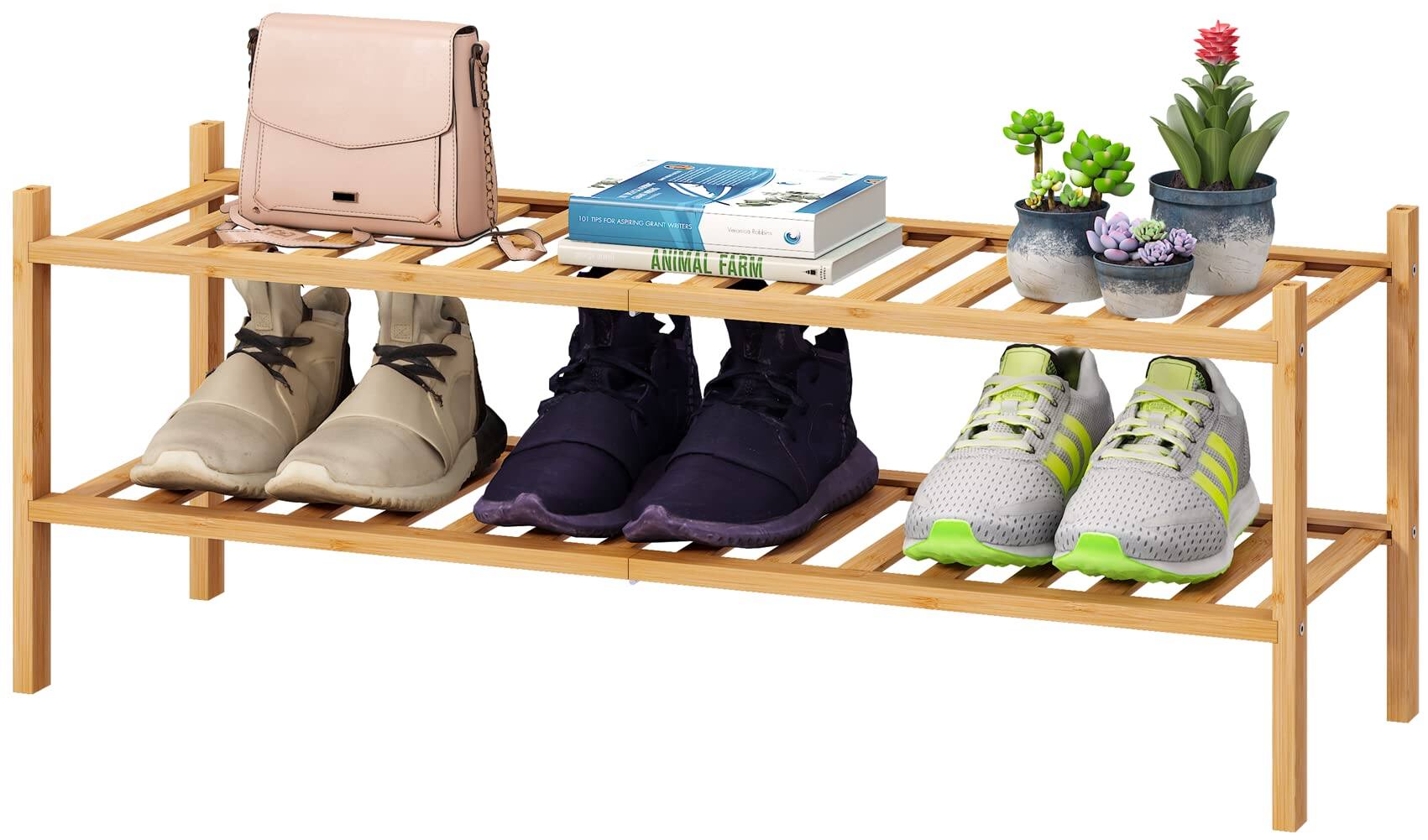 Natural Bamboo 2-Tier Long