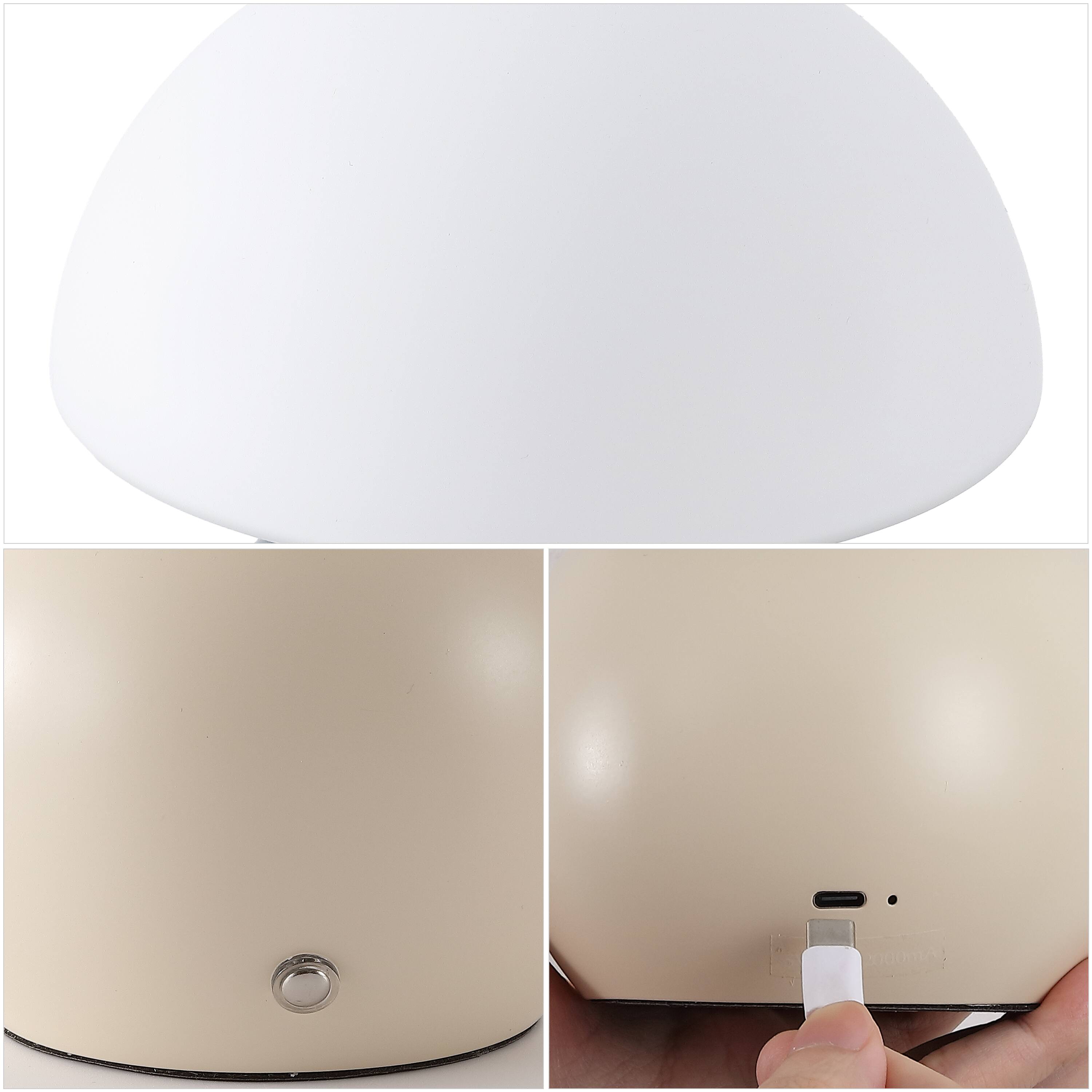 Alt View 4. Jonathan Y - Kanya 7.25" USB-C Rechargeable Table Lamp Set of 2, Almond Metal Base with White Glass Dome Shade and Touch Dimmer - Almond.