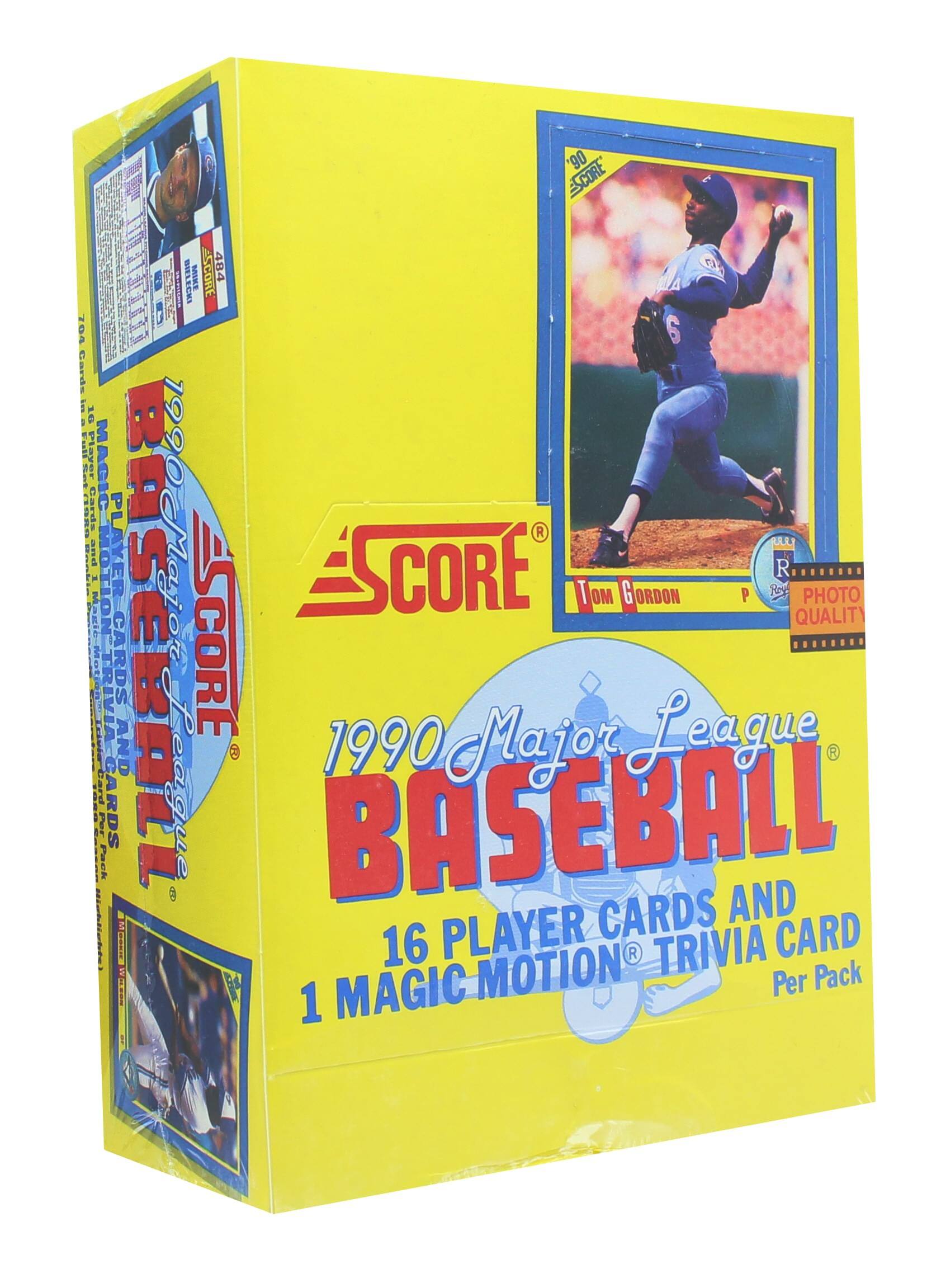 Sure, here is the corrected and grouped text from the image:

---

**SCORE**

**1990 Major League Baseball**

**16 Player Cards and 1 Magic Motion® Trivia Card Per Pack**

**Tom Gordon**

**Photo Quality**

**100% Score**

**Baseball Cards**

**Magic Motion®**

**Trivia Cards**

**Player Cards**

**1990 Major League Baseball**

**16 Player Cards and 1 Magic Motion® Trivia Card Per Pack**

**SCORE**

**Tom Gordon**

**Photo Quality**

**100% Score**

**Baseball Cards**

**Magic Motion®**

**Trivia Cards**

**Player Cards**

---

This text is grouped and corrected based on the visible elements in the image.