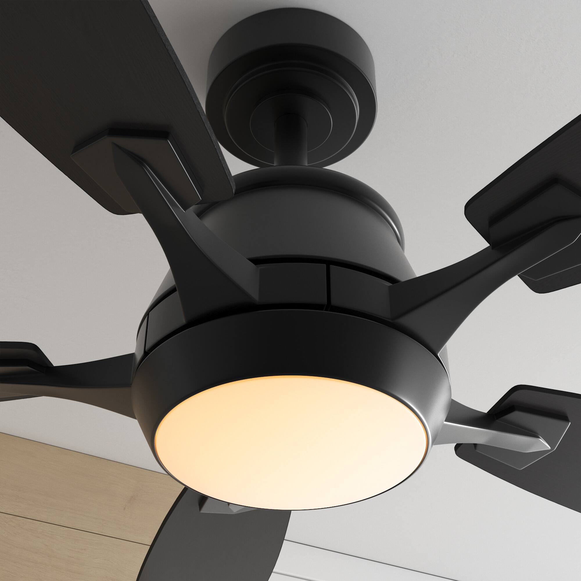 Alt View 7. Siljoy - 52" Modern Low Profile Ceiling Fan with Light and APP/Remote,DC Reversible Motor,Dimmable LED for Bedroom/Living Room - Black.