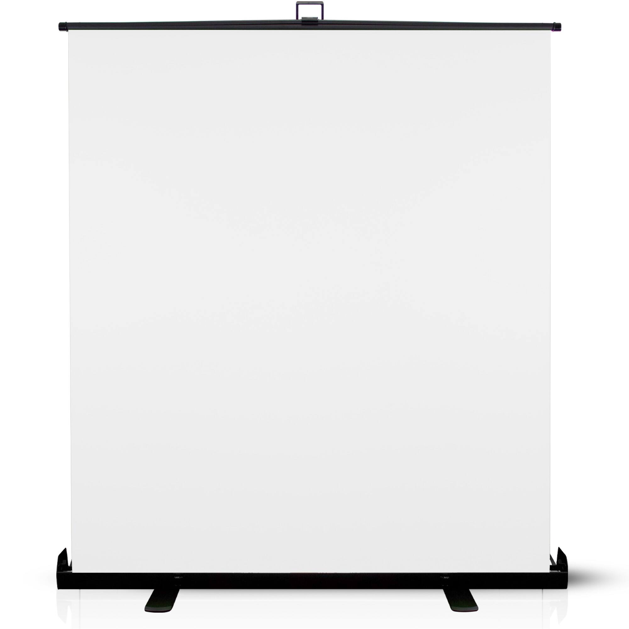 Left. KHOMO GEAR - Pull-Up White Backdrop – Clean Collapsible Studio Screen for Photos, Video Calls, and Live Streaming - White.