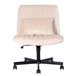 Boyel Living - Modern Linen Criss Cross Office Chair with Adjustable Height and Ergonomic Support - Beige