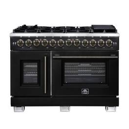 Forno Appliances - Capriasca 6.58 Cu. Ft. Freestanding Dual Fuel True Convection Range with French Doors - Black